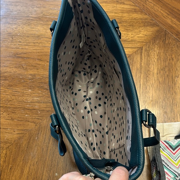 jewell by Thirty One faux leather Teal color tote - Picture 4 of 4